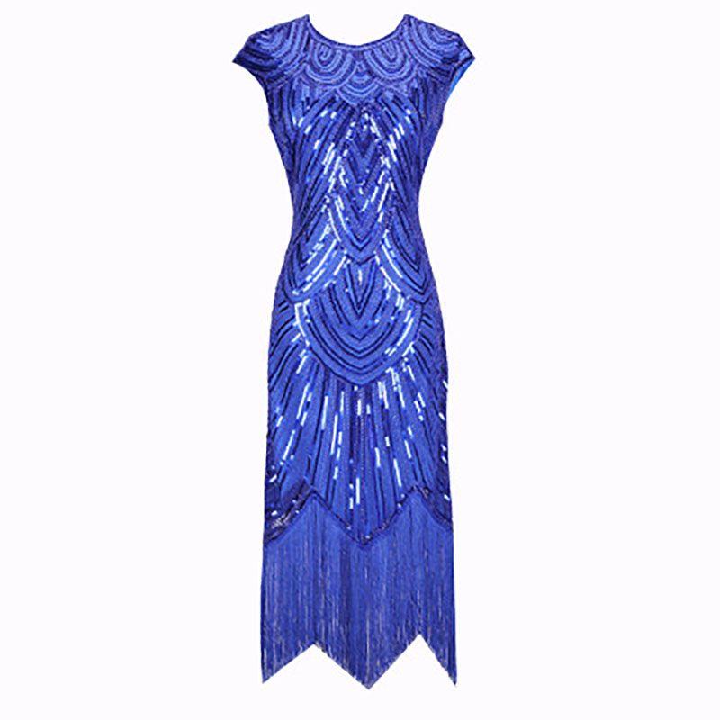 

Костюм Флэппер Новый Вечеринка Великий Гэтсби Маскарадный Выпускной Вечерний Коктейльное Платье Blue,2XL
