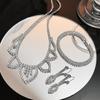 Women's Jewelry Set: 2024 High-End Sparkling Diamond Necklace, Earrings, Bracelet for Formal Occasions and Brides