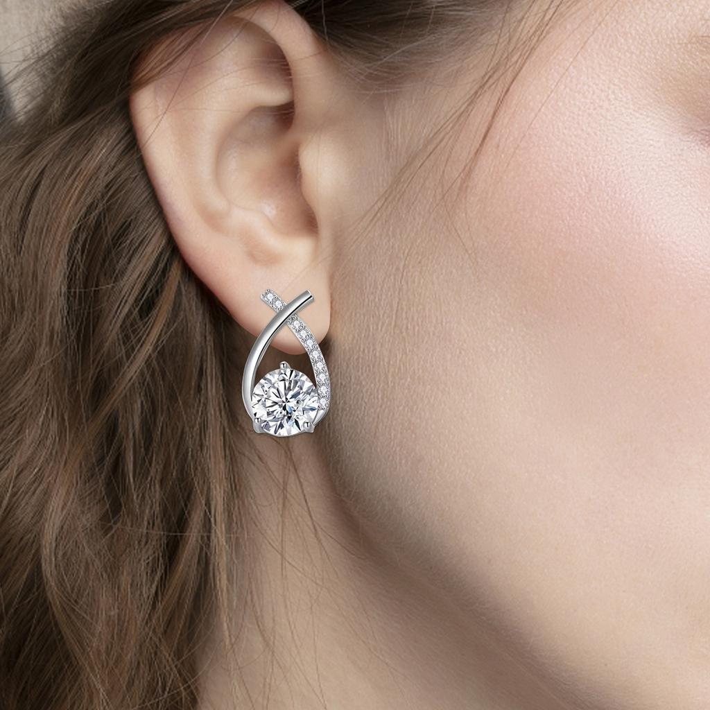 New Korean Small Perfume Wind Net Red Earrings Temperament Female Cross Zirconia 925  Needle Earrings Stud Earrings