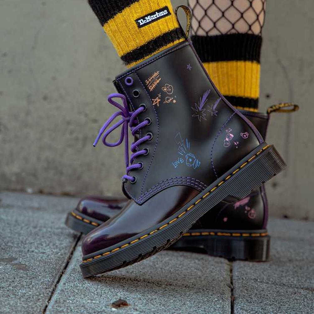 Dr. Martens BT21 X 1460 Leder Mode Bequeme Kurze Stiefel Unisex Stiefel Lila 30069511