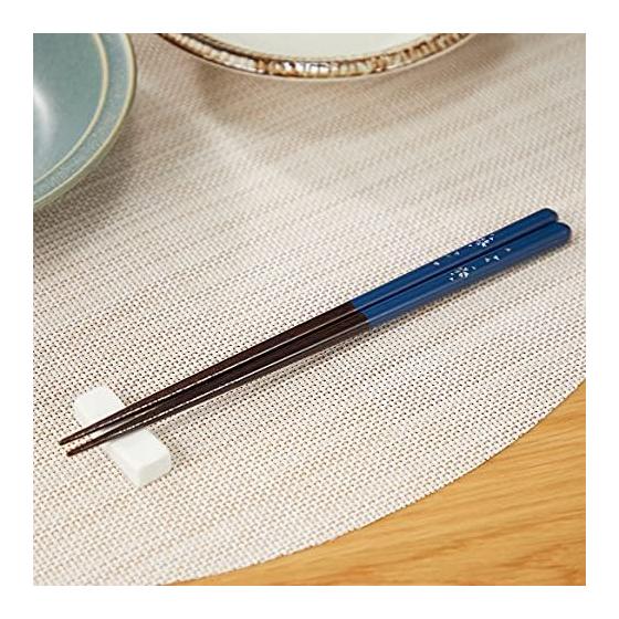 Tanaka Chopstick Store Premium Japanese Wakasa Lacquer Chopsticks, Dishwasher Safe, Non-Slip Finish, Sakura Navy, 230mm, Natural Wood