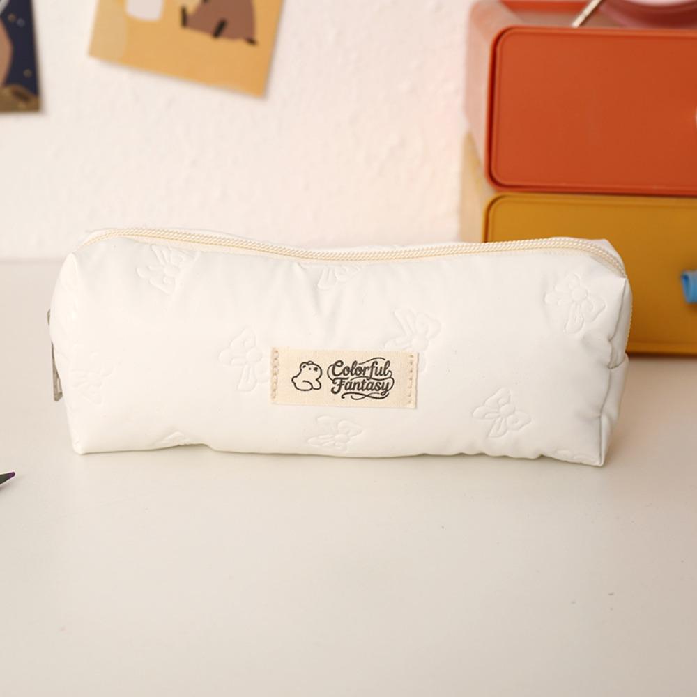 New PU Waterproof Pen Bag Bowknot Patterns Large Capacity Pen Pouch Stationery Organizer Students