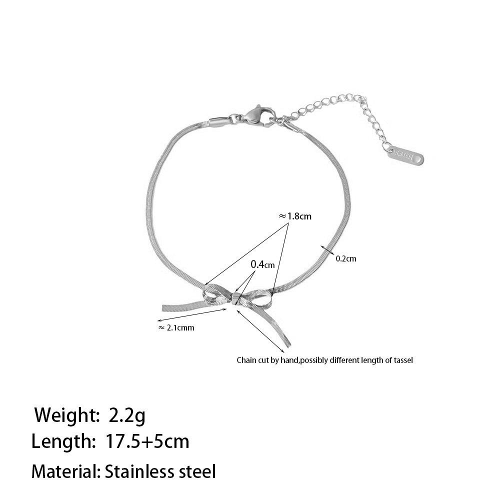 

Summer new simple tied bow necklace high-end fringed earrings flat snake bone chain