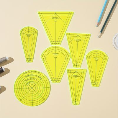 10pcs Set, Petal Round Template Ruler, Fabric Cutting Ruler, Sewing Patchwork Ruler, Clothing Pattern Ruler, DIY Quilting and Sewing Machine Templates