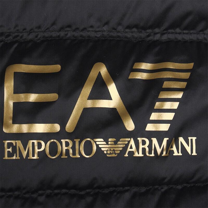 Emporio Armani EA7 Letter Quilted Zip-Up Stand Collar Down Vest Men Vest Black 8NPQ01-PN29Z-00208