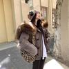 The New Autumn and Winter Short Pie Overcomes the Female Raccoon Big Fur Collar Horn Buckle Loose Women's Jacket and Supports Mixed Batch Supply.