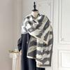 2025 Winter Warm Women Scarf Stripe Pattern Designer Imitation Cashmere Thicken Shawl Pashmina Female Wrap Blanket Foulard