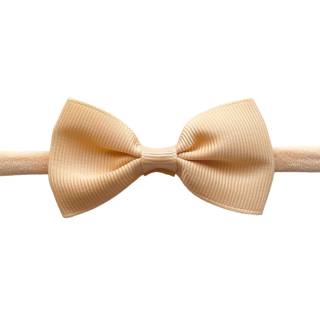 Solid Color Bow Hairpin & Ribbed Headband Set for Girls