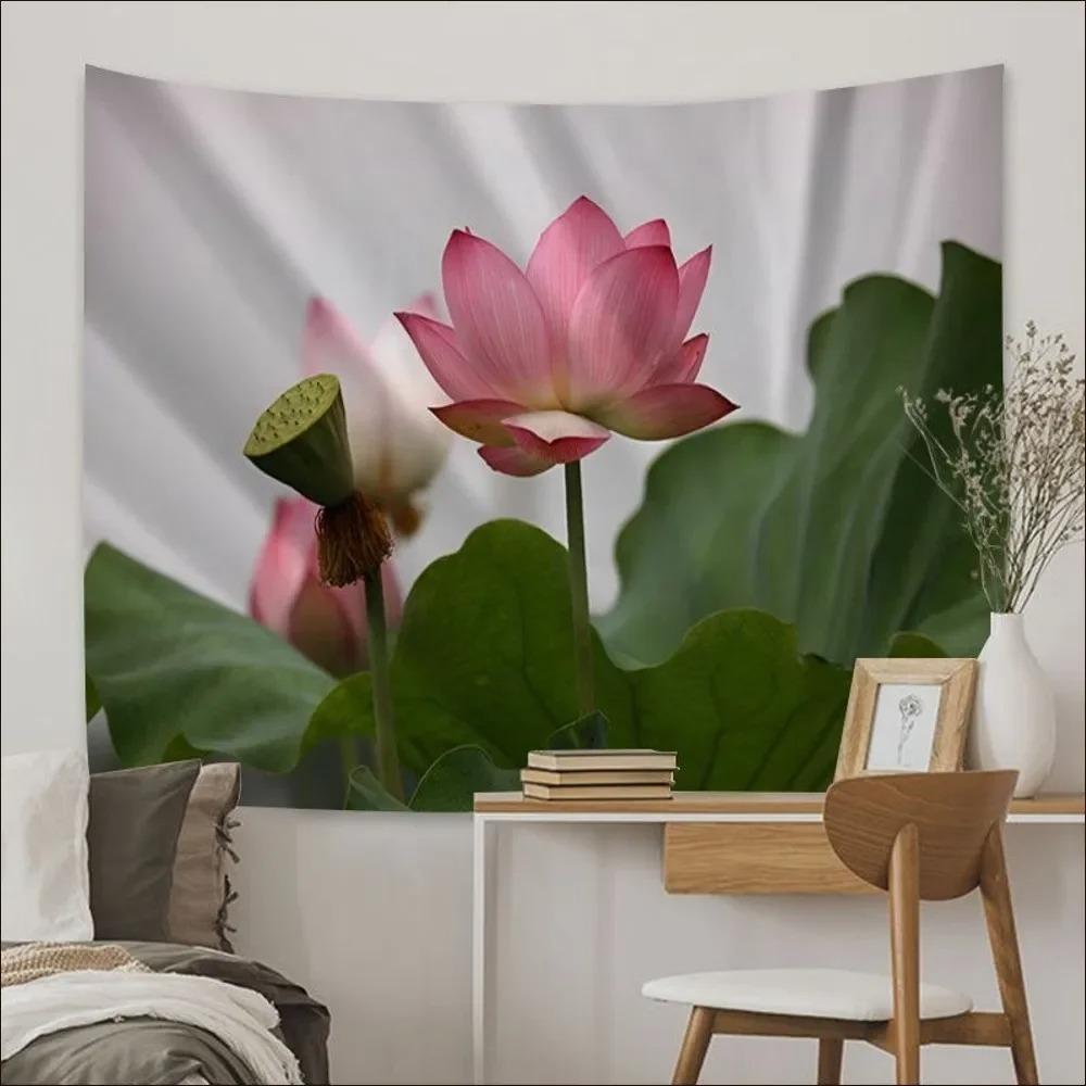 Китайский узор лотоса Гобелен для украшения стен дома Гобелен для офиса Гостиная Гобелен — фото 8