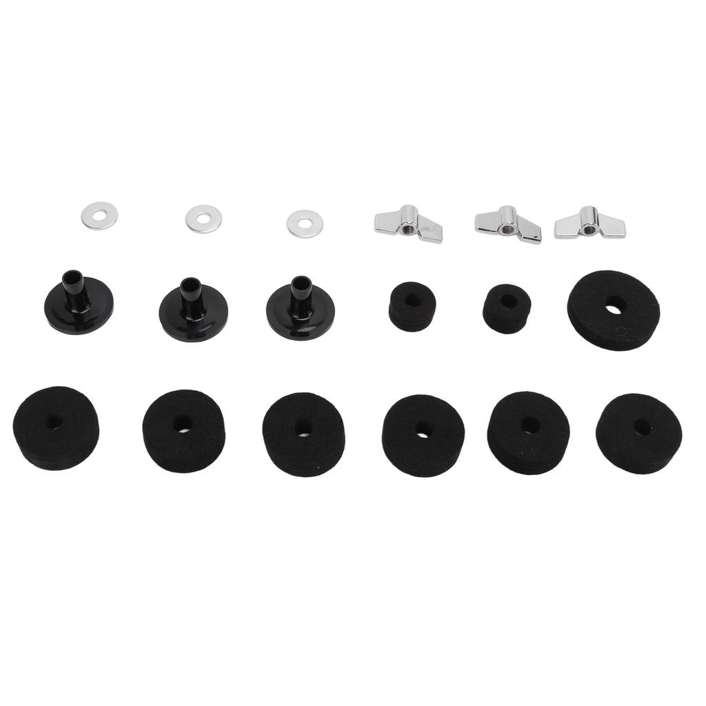 Drum Kit Non Slip Felt Pad Set Wing Nuts Stand Sleeves Cymbal Washers Replacement AccessoriesBlack