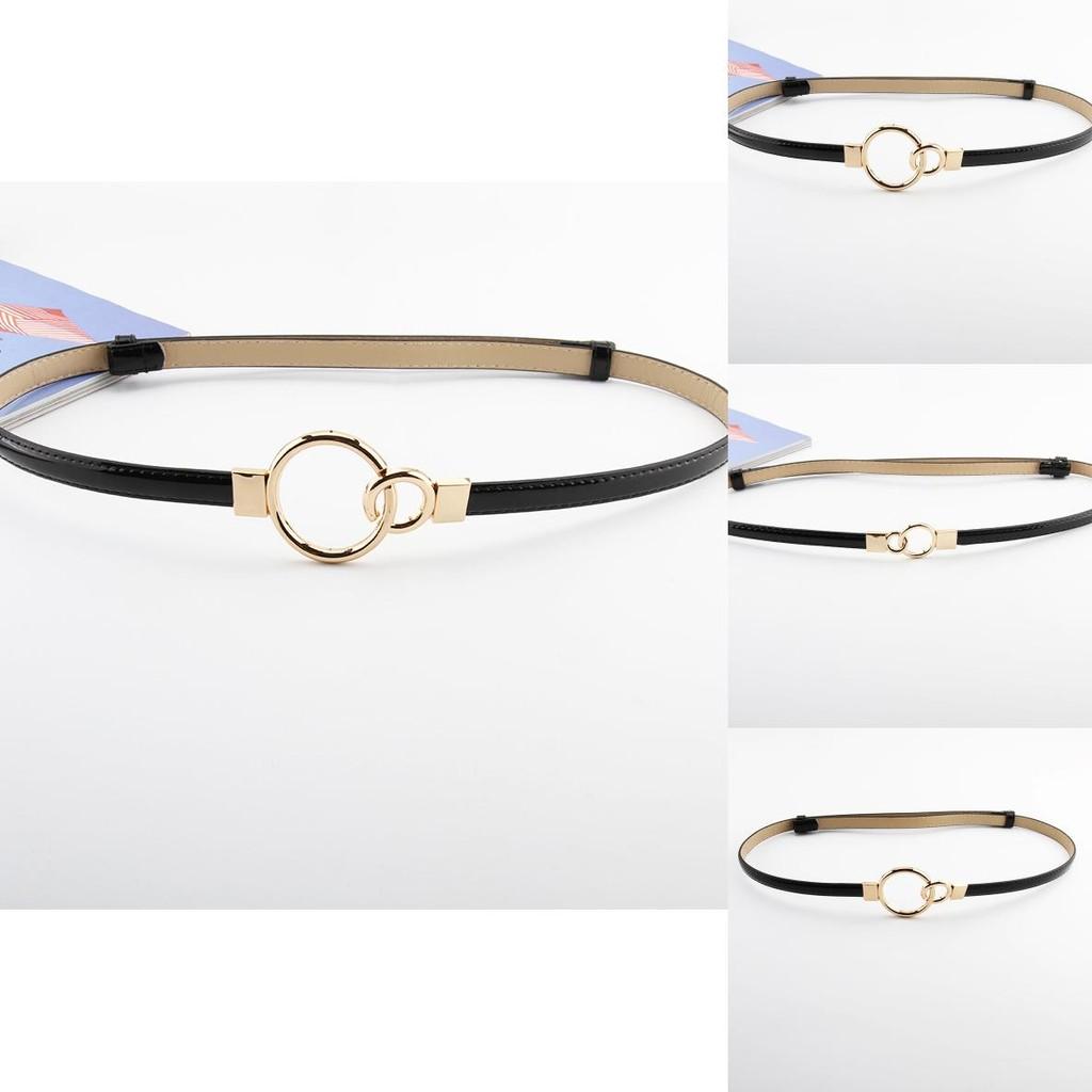 Simple Solid Color Ring Buckle Decoration Women Slim Waist Belt For Casual Looks