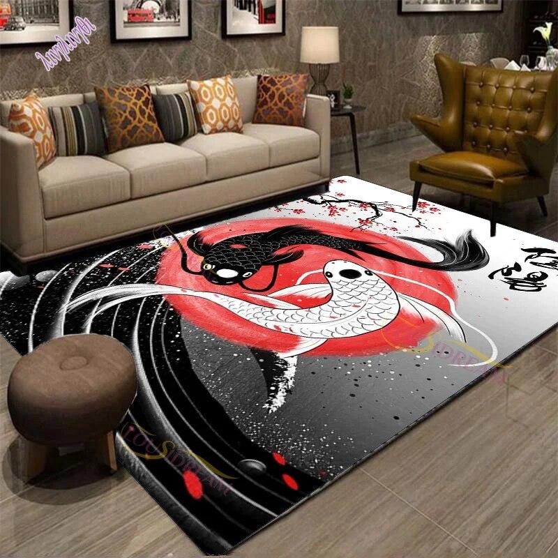Modern Chinese Dragon Tiger Tai Bagua Yin Yang Area Rugs Living Room Carpet for Children Play Home Deco Floor Mat and Carpets