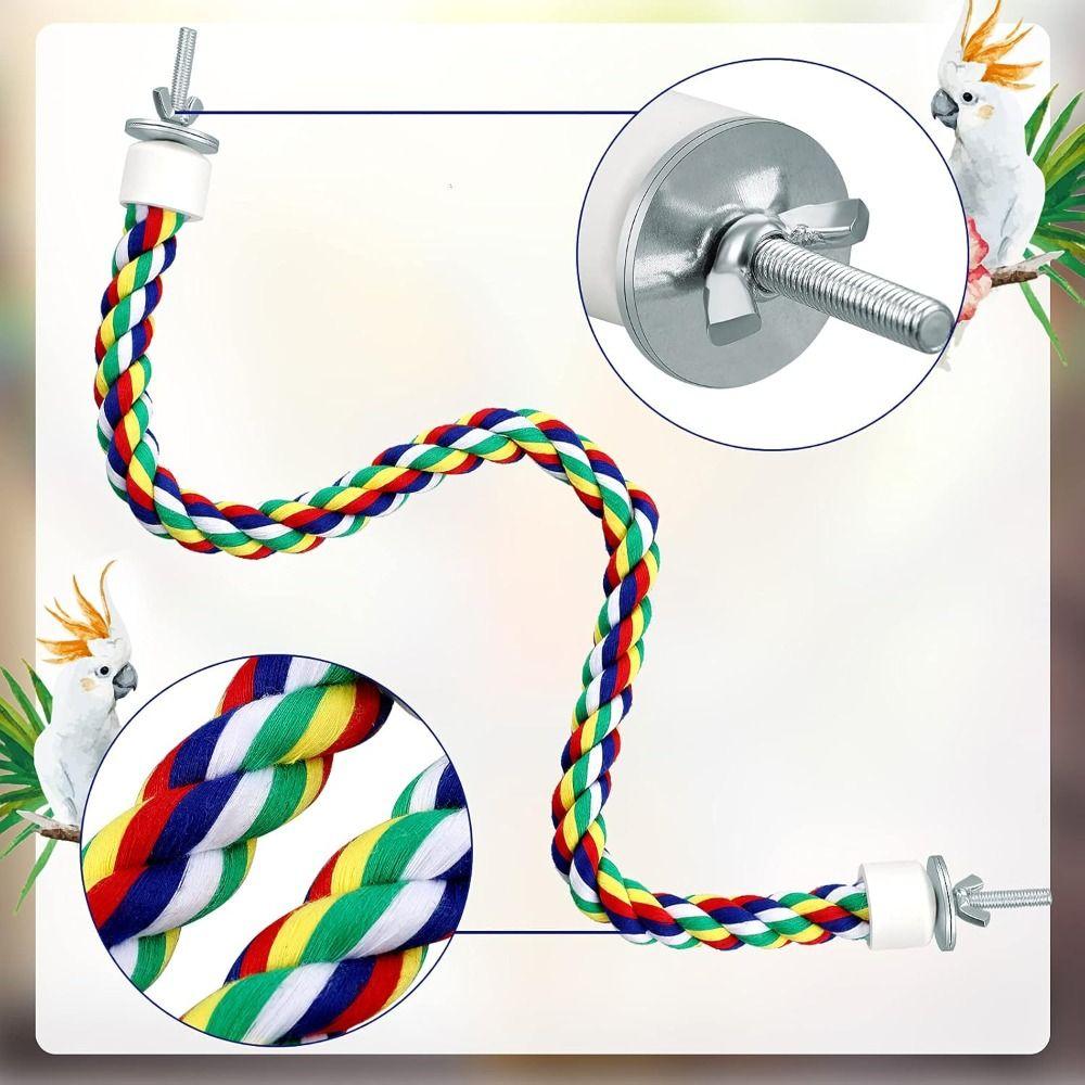 Colorful Parrot Rope Toy 40/80//105/200cm Parrot Stand Chewing Station Bird Perch for Cage Parrot