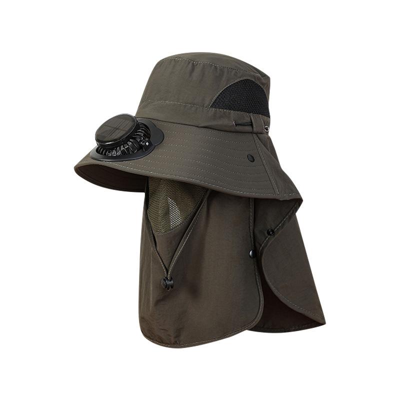Men Fan Hat With Solar Panel Wide-Brimmed Shawl Fishing Hat Solar Usb Charging Uv-Protection Outdoor Hat