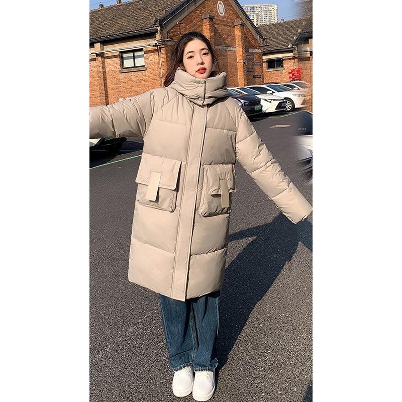 

Длинная хлопковая куртка пуховик для женщин на зиму новая высококачественная куртка из хлопка длиной ниже колена свободная утолщенная хлопковая куртка с капюшоном 2XL