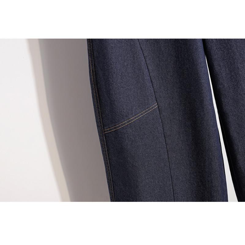 DIMANAF 2026 Autumn New Plus Size Women Waist Elastic Wide Leg Denim Long Pants Casual Loose Trousers