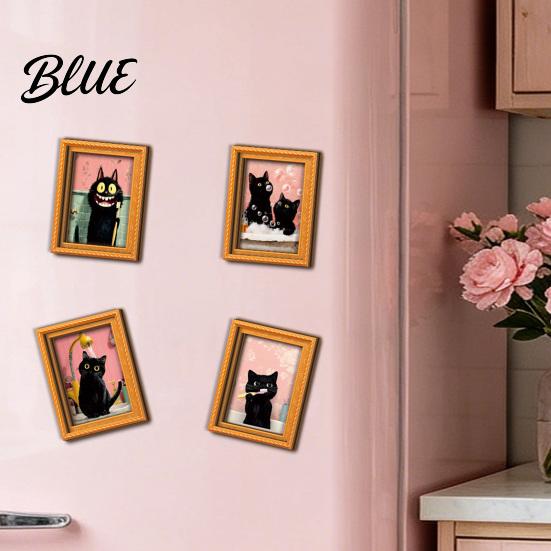 Retro Holz Fotorahmen Magnete Schwarze Katze Kühlschrankmagnet Saisonale Cartoon Küche Badezimmer Dekor Dekorativ Weichmagnetische Aufkleber Niedliches Thema