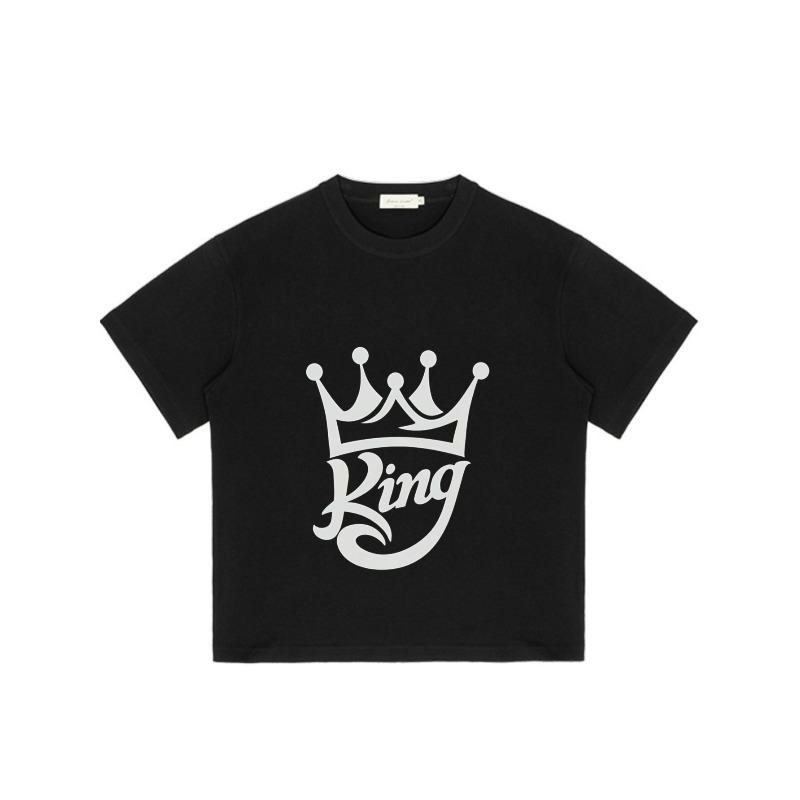 Men's Black T-Shirt King Crown Graphic Print Casual Streetwear Top for Everyday Wear