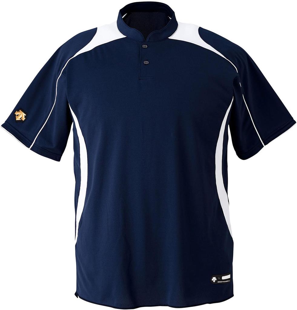 Descente Baseball Shirt Navy x White XO Men's DB110B, (DNSW)
