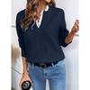 Autumn and Winter Fashion Lace V-neck Sweater Solid Color Loose Long Sleeve Women's Knitted Sweater