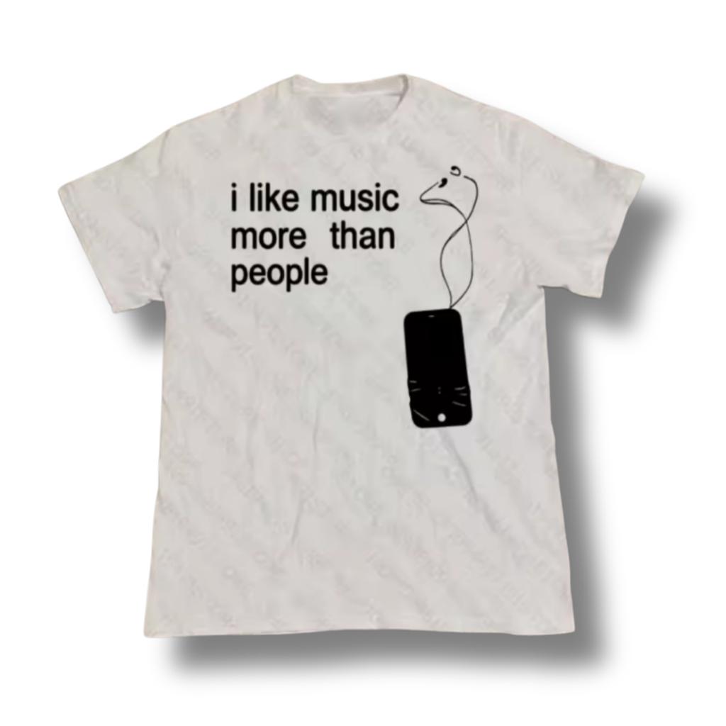 Mi Piace la Musica Più delle Persone Nuovi Arrivi Primavera Estate Nuova Maglietta Unisex T-shirt Grafica Maglietta Nera Moda Retrò Top Unisex