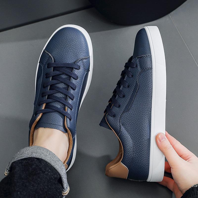 

Men s Sneakers PU Leather Casual Shoes Spring Fashion Lace Up Outdoor Men Shoes Breathable Running Shoe Low-top Business Shoes 39