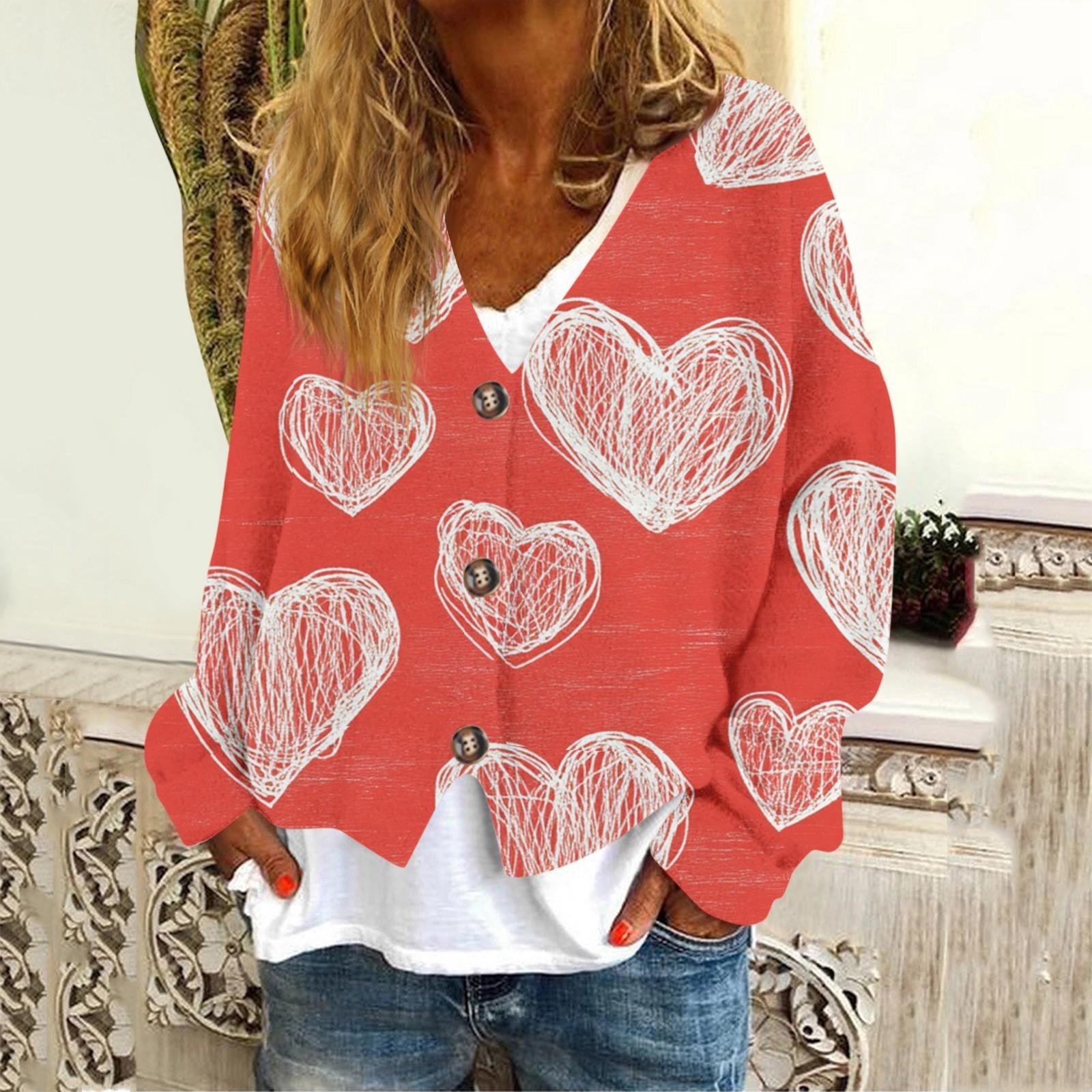 

Женская модная повседневная куртка-толстовка с длинным рукавом с принтом ко Дню святого Валентина XXL киноварь