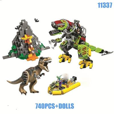 740-teiliges Dinosaurier-Serienmodell T-Rex VS Dino-Mech-Kampfmodell Bausteinspielzeug für Kindergeschenk 11337