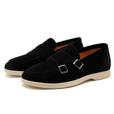 Fashion Men's Casual Shoes Suede Leather Men Classic British Style Double Buckle Loafers Moccasins Mens Outdoor Driving Flats