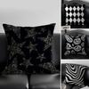 B-Black And White Patterns Cushion Cover Pillow Case Soft Friendly Fabric & Concealed Zipper