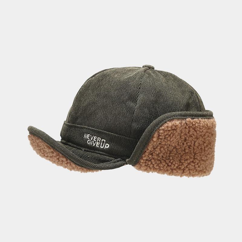 Corduroy Thickened Warm Cap Ear Protector Octagonal Hat Men and Women Winter Outdoor