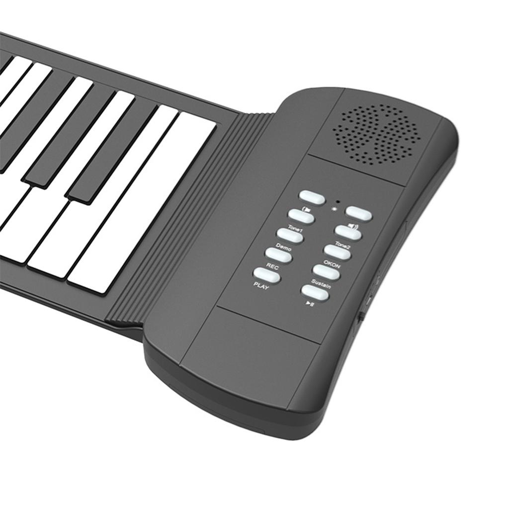Roll Up Piano with Built In Speaker 16 Tones 6 Demos Supports Recording Sustain Headphone Jack Silent Hand Roll
