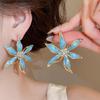 Vintage Metal Colorful Oil Dripping Flower Big Earrings For Women Sweet Simple Fashion Bohemia Trendy Jewelry Accessories Gifts