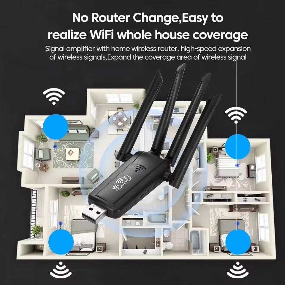 300Mbps Wireless USB WiFi Repeater 4 Antenna WiFi Signal Amplifier Booster 2.4G Range Extender For Home Network Extension