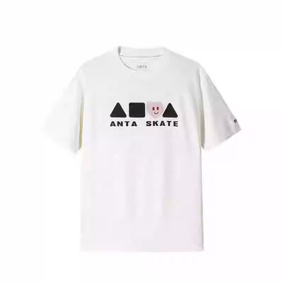 Sports Lifestyle Series Letter Round Neck Comfortable Breathable Versatile Loose Short Sleeve T-Shirt Unisex Tops Paper-White 172528101-1