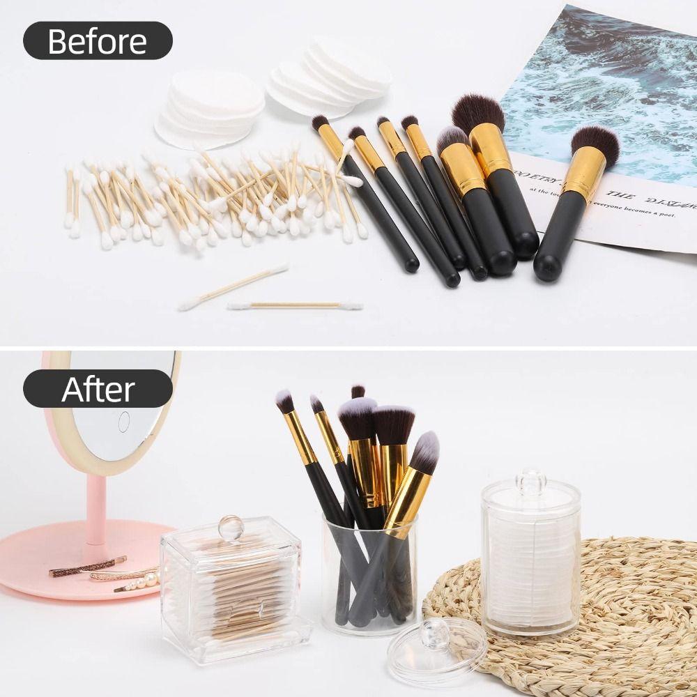 2/3/4Pcs Save Space Cotton Ball/Swabs Dispenser Transparent Window Plastic Storage Box  Q-Tips