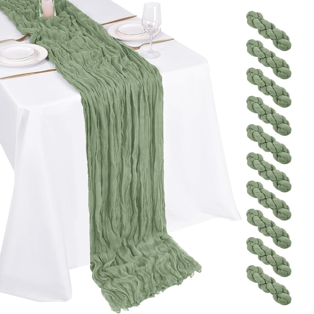 10 Pack Cheesecloth Table Runner 35x120Inch Boho Gauze Cheese Cloth Table Runners for Wedding Party Baby Shower Birthday Home Decor