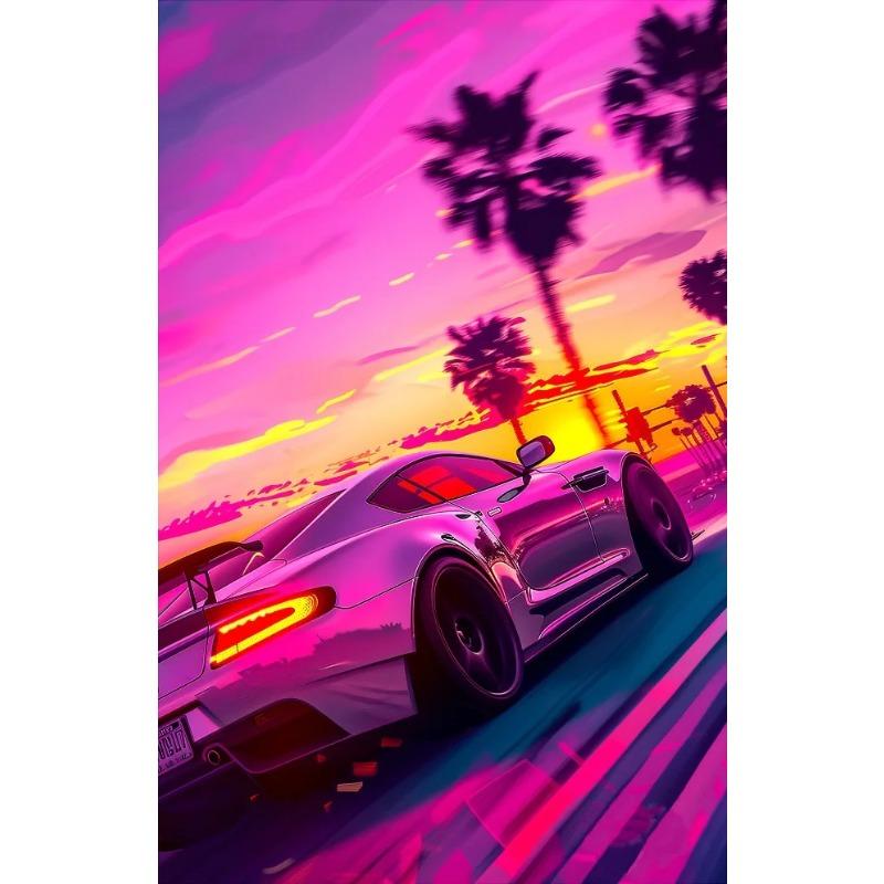 Classic Cool Supersport Car Sunset Colorful Posters and Prints Canvas Printing Wall Art Picture for Living Room Home Decora Gift