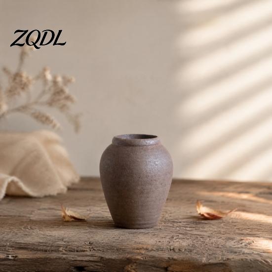 Retro European Style Flower Pot Round Ceramic Vase, Small Hydroponic Planter, Rustic Decorative Ornament Table Centerpiece Vase for Artificial Plants,