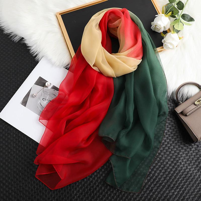 Silk Scarf Folral Women Summer Hijab Sunscreen Bandana Foulard Female Headbanda Warm Pashmina Scarves Echarpe Shawl Large Wrap