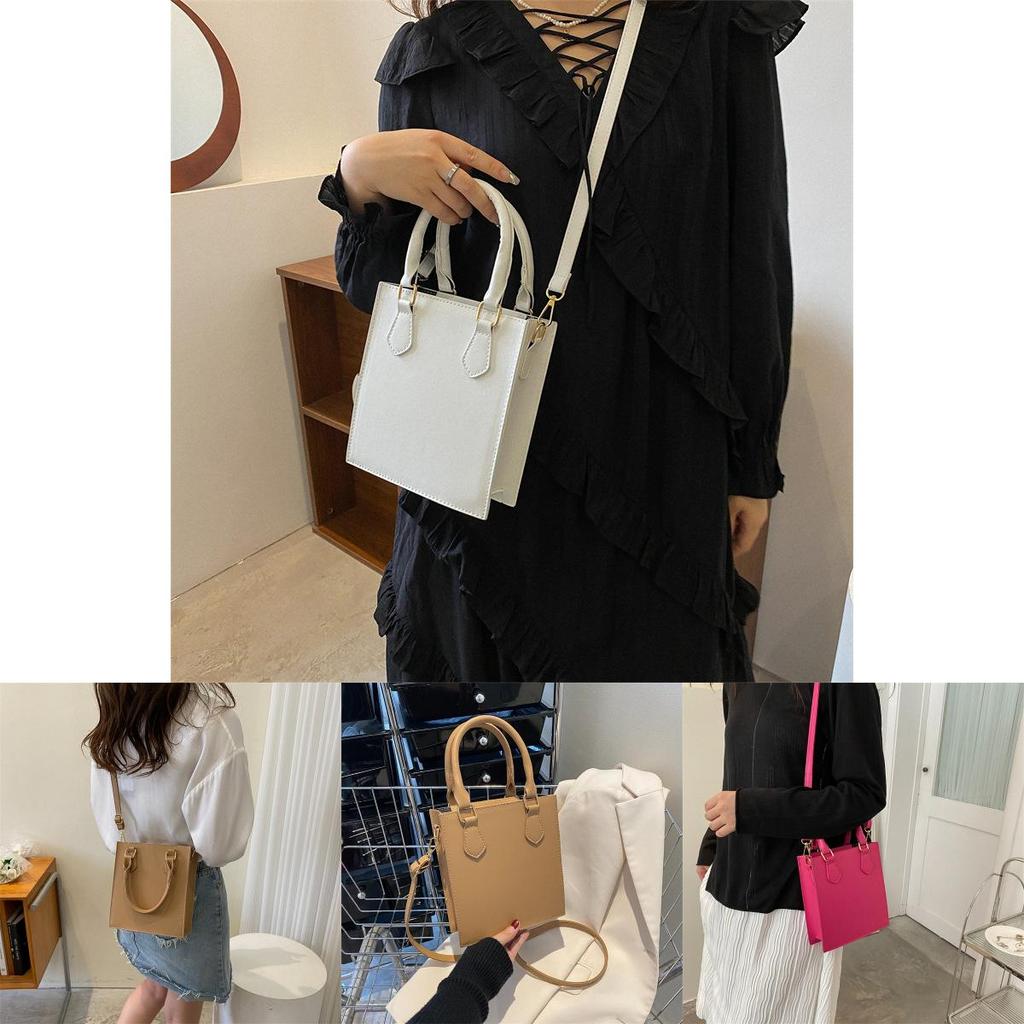 Stylish Pu Leather Women's Black Shoulder Bag 2023 Trendy Small Square Handbag