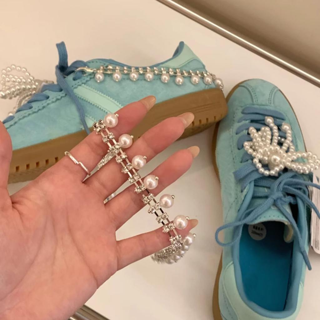 Elegant Butterfly Bowknot Pearl Rhinestones Heel Chain Shoe Charm Clips for Fashionable Women Ladies Stylish Outfits