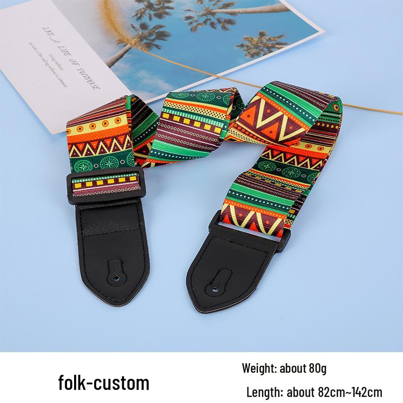 Unisex poszerzany i pogrubiony poliestrowy pasek do gitary/basu - Styl folk, konstrukcja bez dziurkowania