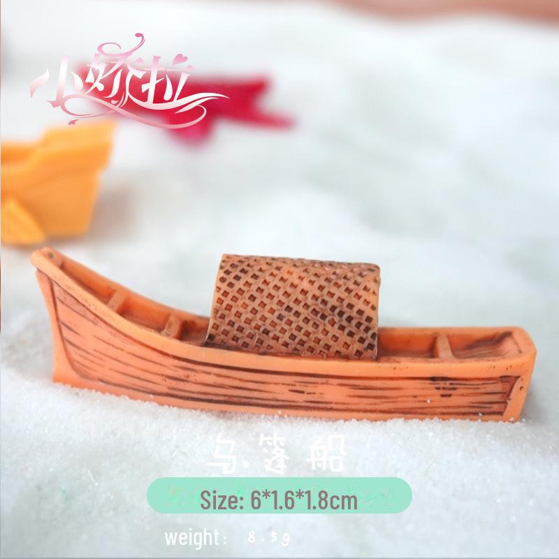 DIY Jiangnan Boat Micro Landscape Ornament - Chinese Handicraft for Fish Tank Decoration