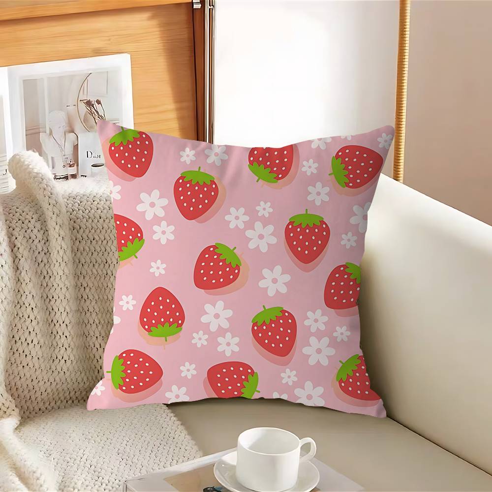 S-strawberry Cute Kawaii Cushion Cover Inches Farmhouse Decor Home Throw Pillow Covers For Couch Decorations
