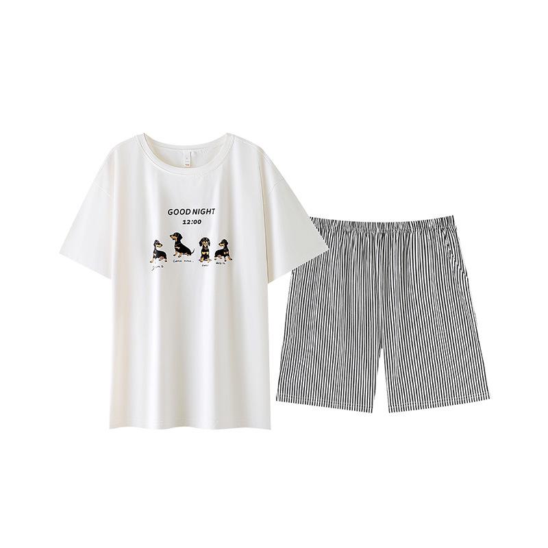 Super Soft Cartoon Modal Cotton Short-Sleeve Summer Pajamas - Women s Pullover & Men s Couple Set M