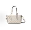Gg Emblem Tasche Gg Abzeichen Beschichteter Stoff Und Leder Handtasche Mini Damen Beige Und Weiß