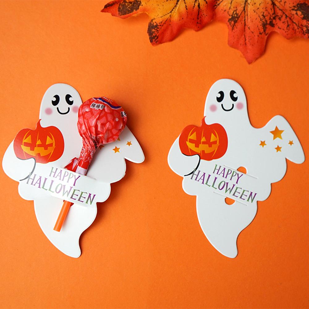 50Pcs Halloween Candy Box Lollipop Packing Card Pumpkin Ghost Card For Diy Halloween Party Decoration Favors Halloween 2024