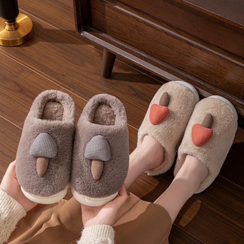 Fashion Couple's Cotton Shoes Winter New Thicken Warm Women's Home Cotton Slippers Lightweight Comfortable Plush Soft Sole Men's Flats