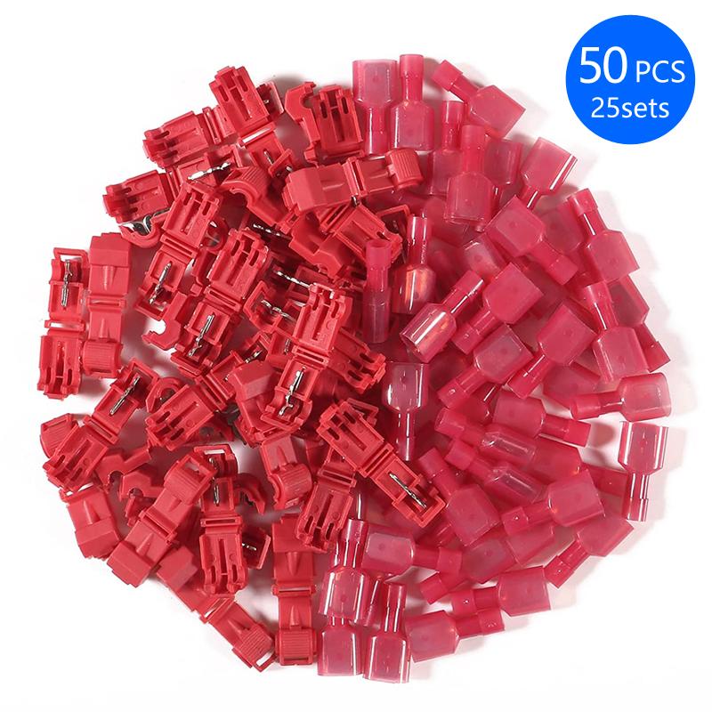 50pairs T Tap Wire Connectors 22-10 AWG Quick Splice Wire Connectors Quick Splice Wire Terminals T-Tap Self-stripping